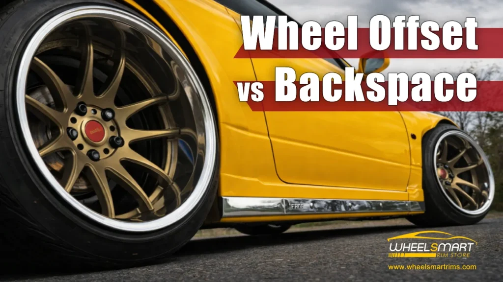 car with deep dish rims showing wheels with negative offset